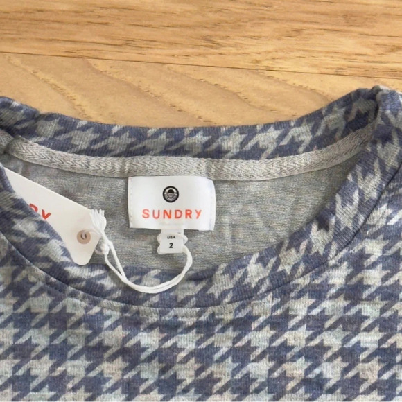 Anthropologie Sundry pullover Houndstooth Sweater size M in gray/purple - Picture 10 of 10